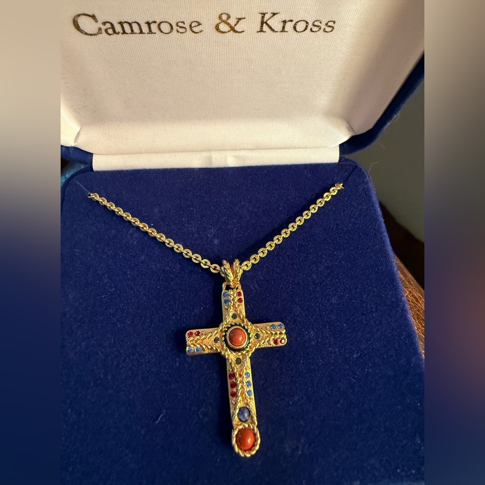 Gold Multicolor Cross Necklace